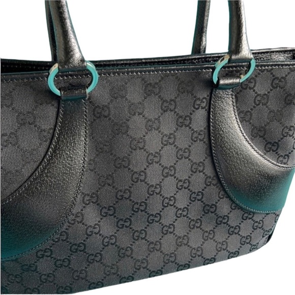 Gucci Satchel Shoulder Bag Black Limited Edition Rare Like New GG Vintage - Picture 7 of 16